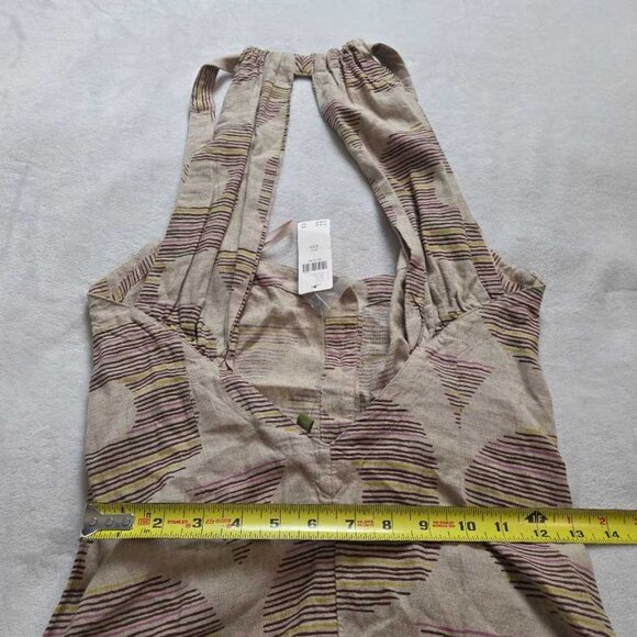 New XXS Anthropologie X Celandine linen halter button-front maxi dress - Picture 9 of 10